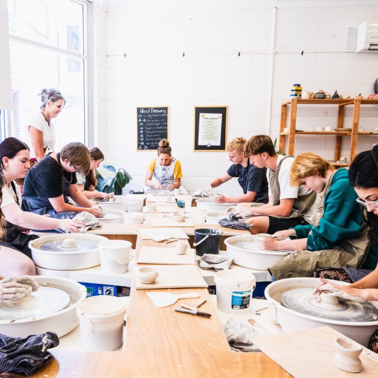 children in ceramics class